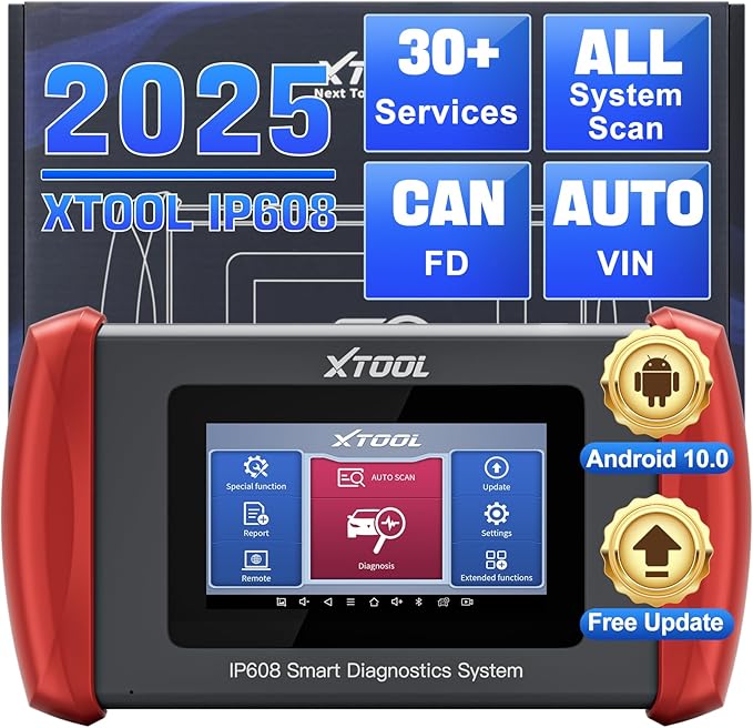 XTOOL IP608 Full System OBD2 Scanner Diagnostic Tool, Code Reader for Cars and Trucks with 30+ Services - EPB/SAS/BMS/Throttle Relearn/ABS Bleeding, CAN FD, Lifetime Free Update