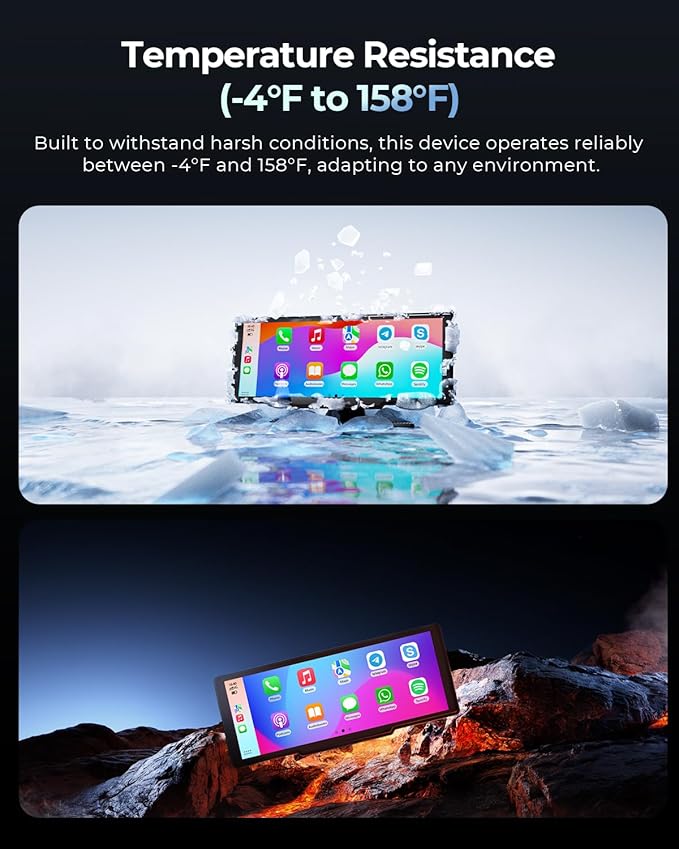 8.1" Wireless Portable 60FPS Car Play Screen for Apple CarPlay & Android Auto, OTA Updates, Backup Camera, Mirror Link, Bluetooth, Voice Control, GPS Navigation