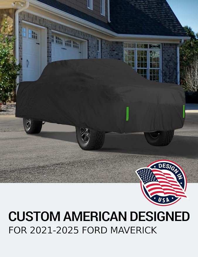 Proadsy Upgrade Car Cover for 2021-2024 2025 Ford Maverick, Waterproof All Weather for Automobiles, Windproof Snowproof Rain Hail Sun UV Protection Full Outdoor Indoor Exterior Car Covers, Black
