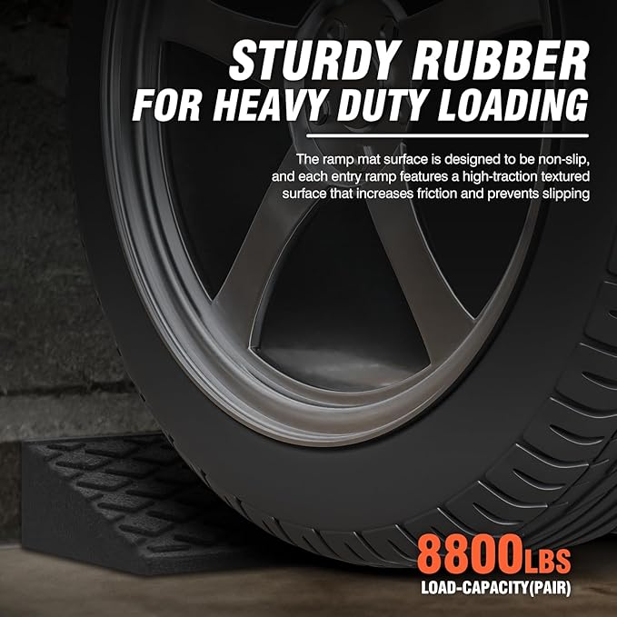 DNA MOTORING 2pcs 2" Rise Rubber Curb Ramp Heavy Duty Loading Driveway Ramp Threshold Ramp 38.6 in L x 5.9 in W x 2 in H for Loading Dock, Warehouse, Wheelchair, Motorcycles, Cars, TOOLS-00643