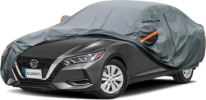 Premium Car Cover Custom Fit Nissan Sentra (2000-2025), 16 Layers Heavy Duty Car Cover Waterproof All Weather with Zipper Door for Sun Rain Snow Dust Uv Protection