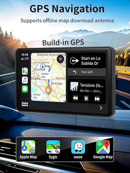 Android Carplay Screen for Car, 7 Inch with 4 Core and 2GB+32GB, Wireless Apple Carplay Android Auto Car Stereo Built-in GPS Navigation Netflix YouTube Tictok Google Play, OTA Upgrate Support