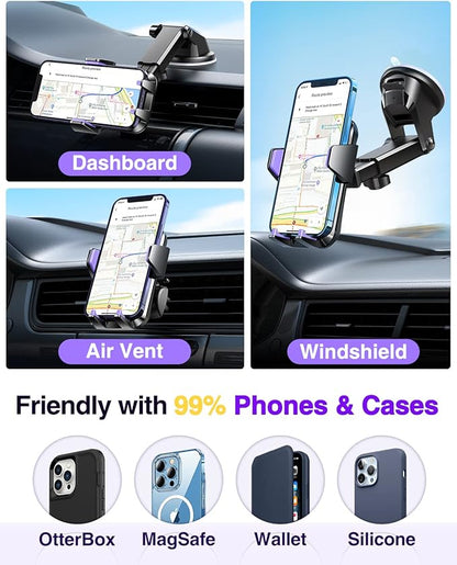 VANMASS 2025【Strongest & Military-Grade】Car Phone Mount【Patent & Safety Certs】Ultimate Cell Phone Holder Handsfree Stand for Dashboard Window Vent for iPhone 16 Pro Max 15 14 13 Samsung Android Truck