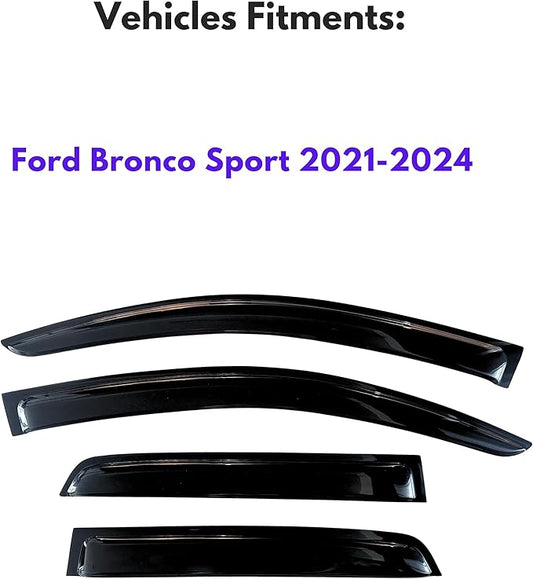 KPY Window Visor Compatible with Ford Bronco Sport 2021-2024, Rain Guard Window Vent Deflectors Tape-On Style, 2021 2022 2023 2024