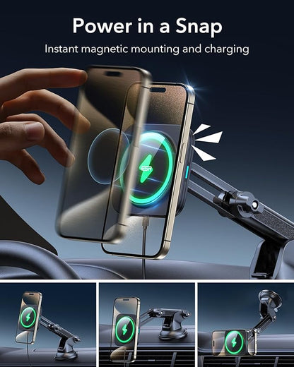 ESR for MagSafe Car Mount Charger, for Magsafe Car Charger, Dashboard/Windshield Magnetic Wireless Phone Charging, 360° Rotation, Magnetic Car Phone Holder for iPhone 16/15/14/13/12, S25,Fast Charging