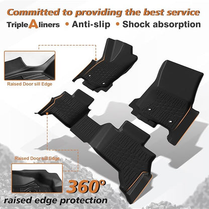 TripleAliners Floor Mats All Weather Liners Fit for Toyota 2025 4Runner Accessories Custom Fit TPE Heavy-Duty 1st & 2nd Row Waterproof Anti-Slip Floor Liners (Only for 5 Seats) Not for Hybrid Model