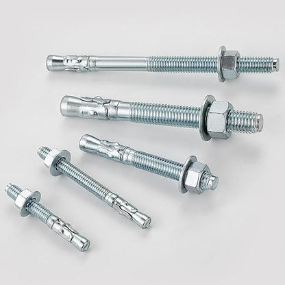 3/8x5 50Pcs Inch Standard Fasteners for Heavy-Duty Zinc Wedge Anchors for Cement and Concrete