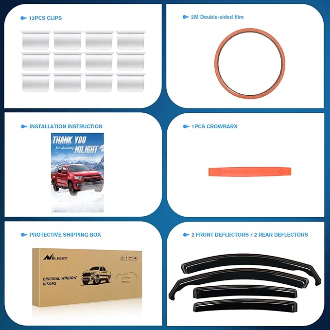 Nilight in-Channel Rain Guards for Hyundai Elantra 2021 2022 2023 2024 2025, Vent Window Visors, Original Window Deflectors-4PCS