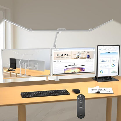 36W Ultra Bright Architect Desk Lamp with Clamp, Tall Overhead Rotatable Led Desk Light for Home Office, 47Inch Long Adjustable Monitor Light Bar with Remote for Computer Screen Desktop Table
