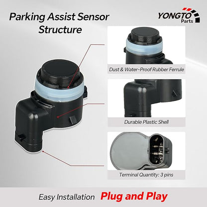 6MK25TZZAA 4Pcs Reverse Backup Parking Assist Sensor Compatible with Ram 1500/2500/3500 2019-2023, Dodge Durango 2023, Jeep Gladiator 2020-2023, Wrangler 2018-2023 Replace OE 6MK25VCAAA