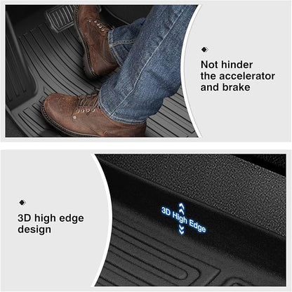 Powerty Floor Mats for 2024 2025 Tesla Model 3 Highland Accessories 1st & 2nd Row Liner Set All Weather TPE 3D Car Mats All-Weather Floor Liners