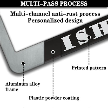 Automotive Exterior Accessories Black and White License Plate Frames I'd Rather Be Fishing Universal Aluminum Car Accessory 2 Pack with Screw Covers Set