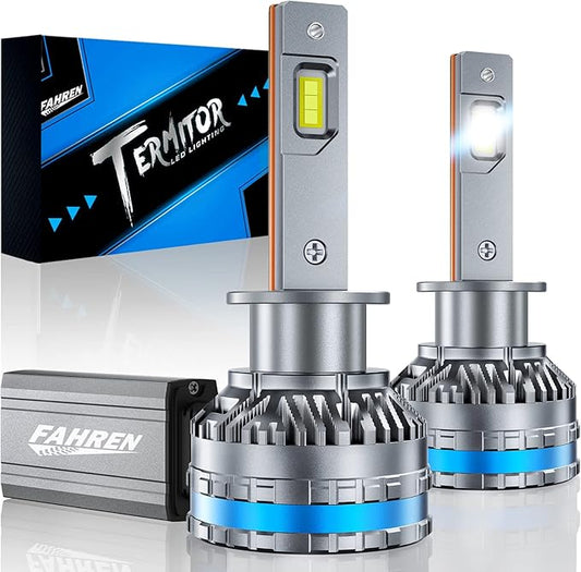 FAHREN H1 Fog Bulbs, Upgraded 120W 50000LM H8/H9 Bright tire lights, 6500K Cool White IP68 Waterproof,Quick Installation, Pack of 2