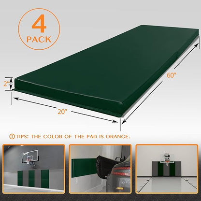PROGOAL 2"/4" Thick Foam Protection Wall Pad，Gym Basketball-Court Protectors，Durable Waterproof Padding for Wall-Mounted Basketball Hoops(60" L x 20" W)…