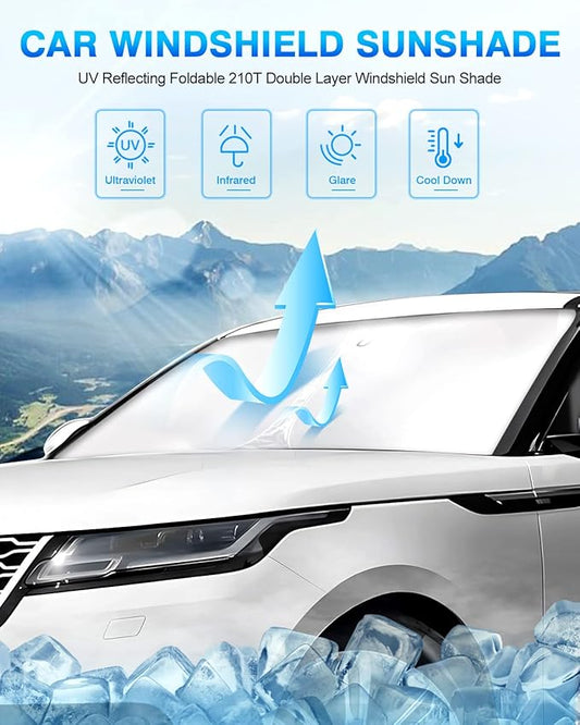 KUST Windshield Sun Shade for 2017-2024 2025 2026 Land Rover Range Rover Velar Accessories Window Shade Sun Visor Cover Foldable Blocks UV Rays Keep Car Cooler