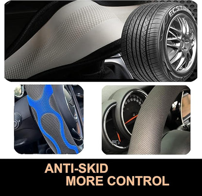 PINCTROT Comfy Grip Steering Wheel Cover, Anti-Slip Design, Universal 14.5-15 Inch(Silicone Blue)