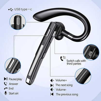 Bluetooth Headset, Wireless Bluetooth Earpiece with mic Trucker Headset for Phone Case Office Phones Built-in Microphone Manos Libres Noise Cancelling