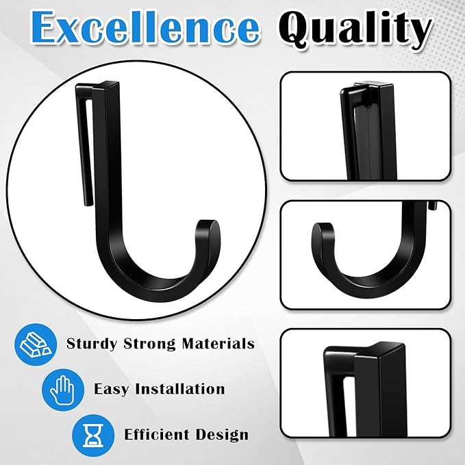 4 Pcs J Tool Hooks Plastic Multi Purpose Shed Organizer Accessories for Wall Black Shed Hanger Storage for Garage Hanging Shovel Rake Sports Equipment