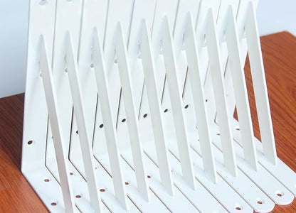 12 Pack L8 x H 6" White Heavy Duty Shelf Brackets with Screws Metal Shelf Brackets Shelf Support Angle Brackets for Shelves L Brackets Heavy Duty Floating Shelf