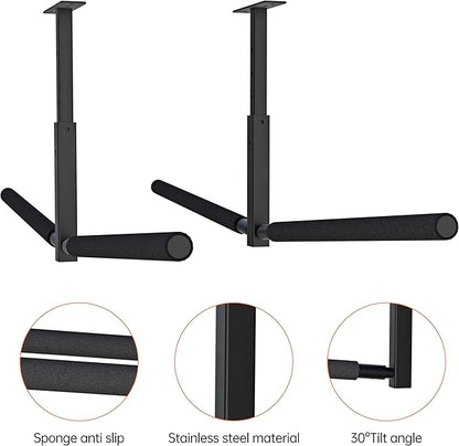 Double Kayak/Ladder Ceiling Storage Rack, Hi Port 2 Ladder Hanger Overhead Garage Kayak Ladder Rack, Holds 200 lbs, Adjustable Height Design, Black