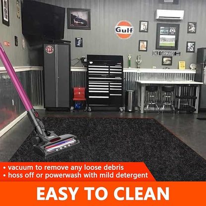 Non-Slip Garage Floor Mat for Under Car, 7'4"x17' Extra Large Absorbent Oil Garage Parking Mat, Waterproof Backing, Reusable, Washable, Protects Floor from Snow, Rain and Mud for Cars