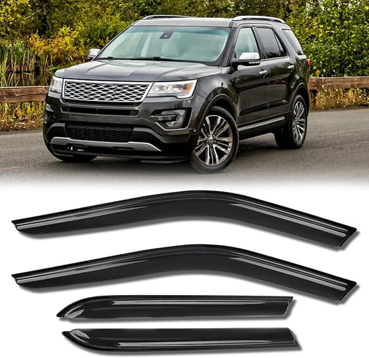 Rain Guards for Car Windows, Tape-On Window Visors Rain Guards Fit for Ford Explorer 2011-2019, Window Deflectors, Vent Visors for Ford Car Accessories, 4 Pieces