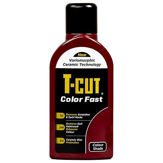 T-Cut Dark Red Scratch Remover Color Fast Paintwork Restorer Car Polish, 13 Colors Available, 17 Fl Oz