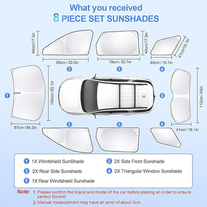 8pcs Car Window Shades for Nissan Pathfinder2022-2025 Accessories,Windshield Side Rear Full Sunshade,Sun Visor UV Blocking, Privacy Protection and Blackout for Camping Outdoor