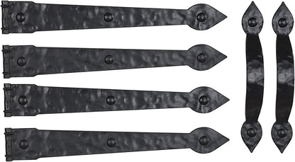 Household Essentials Hinge IT Premium Carriage House Handle & Hinge, Black Garage Door Magnet, 4 Hingle 2 Handles (Pack of 1)