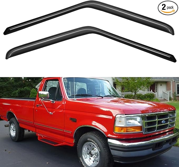Window Visors Rain Guards for 1980-1996 Ford Bronco, Out-Channel Window Vent Wind Deflectors Visors Shades for 80-96 F150 F250 F350 Standard Cab, for 2 Front Doors