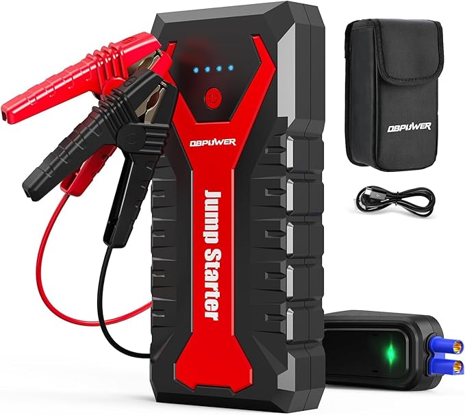 DBPOWER 3000A/80.66Wh Portable Car Jump Starter (UP to 10.0L Gas/8.0L Diesel Engines) 12V Auto Lithium-Ion Battery Booster with Smart Clamp Cables, Quick Charge, and LED, Storage Bag
