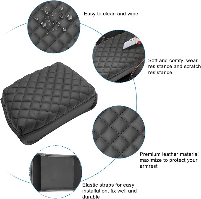 SXCY for 2024 VW Tiguan Armrest Cover Pad for Volkswagen Tiguan 2024 Accessories 2018-2022 2023 2024 Tiguan Center Console Cover 2024 Tiguan/Taos Middle Console Cover (Thicken Pad Checkered Pattern)