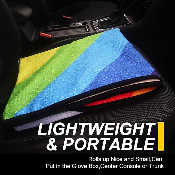 Back Seat Cover for Car Trucks Van SUV,Waterproof Rear Bench Towel Seat Covers for Dogs and Kids,Automotive Backseat Protector (Rainbow)