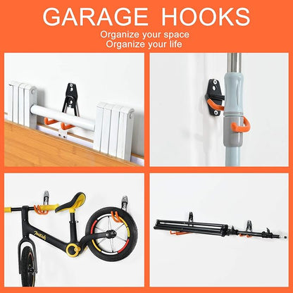 AOBEN Garage Hooks Heavy Duty, Steel Garage Storage Hooks, Utility Tool Hangers and Combinable Wall Mount for Organizing Ladder, Hold Chairs, Heavy Tools (Medium U, 4 Pack)