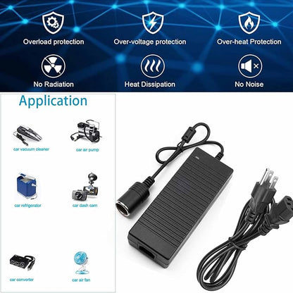 12V 15A Power Adapter Car Charger Converter,Car Cigarette Lighter Socket AC/DC Power Supply Adapter Transformer for Tire Inflator, Car Refrigerator, Car Vacuum Cleaner, and Other Car Devices