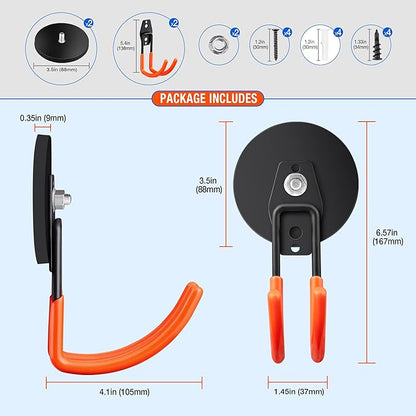 Large Strong Magnetic Hooks For Hanging Heavy Duty, 2PCS 3.5in Neodymium Magnet Storage Utility Hooks, Industrial Magnet Hook, Steel Long Magnetic Holder Hanger Organizer For Garage Garden Power Tools