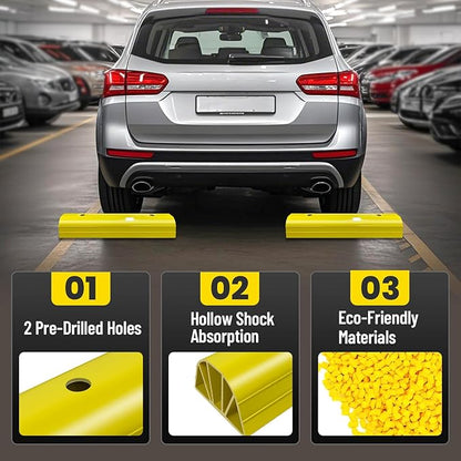 ROBLOCK 22" Parking Stopper for Home Garage & Outside, Heavy Duty Garage Stoppers for Protecting Your Vehicle, Parking Aids for New Drivers, Wheel Stops for Cars, Vans, Trailer, 2 Packs, Yellow