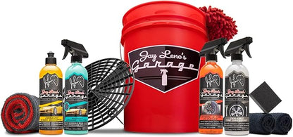 Jay Leno's Garage Ceramic Car Detailing Bucket Kit - Sprays, Liquids, Microfiber Towels, Applicators and Wash Mitt