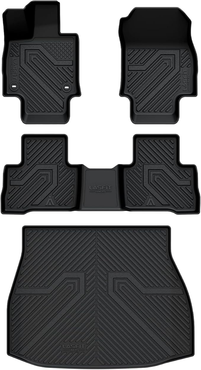 LASFIT Floor Mats&Trunk Mat for Toyota Venza 2021-2025 All Weather TPE Mats Custom Fit Floor Liner for Toyota Venza LE/XLE/Limited/Nightshade 1st and 2nd Row Full Set Car Mats and Cargo Liner, Black
