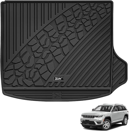 3W Cargo Liner Fit for 2022-2025 Jeep Grand Cherokee (Non L) TPE All Weather Custom Fit Trunk Mat, Black