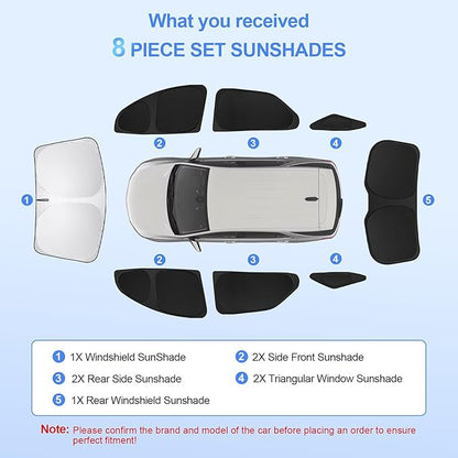 8pcs Car Window Shades for Chevrolet/Chevy Equinox 2018-2024 Accessories,Windshield Side Rear Full Sunshade,Sun Visor UV Blocking, Privacy Protection and Blackout for Camping Outdoor