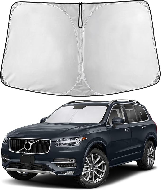 EcoNour Windshield Sun Shade Compatible for Volvo XC90 (2016–2025) | Front Window Shade for Luxury SUV | 4-Layer, 240T Sunshade Accessories | UV & Heat Blocker for XC90 Windshield