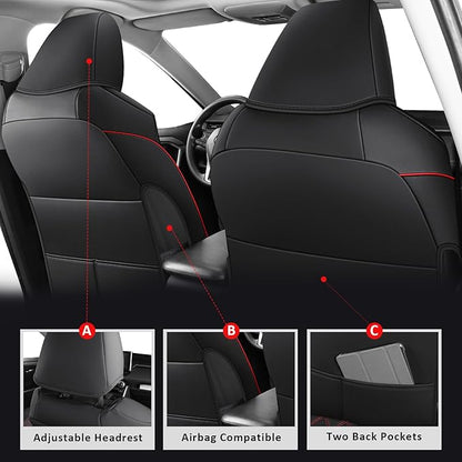 MIROZO Seat Covers for Rav4,Non-Hybrid Toyota RAV4 Seat Covers Car Seat Cover Compatible with 2019-2025 Toyota RAV4 LE,XLE,XLE Premium,Limited (Black and Red,Not for Hybrid,Adventure&TRD-Off)