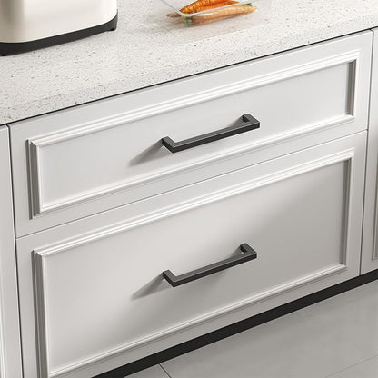 goldenwarm 100 Pack 7-1/2in Black Square Bar Cabinet Pull Drawer Handle Stainless Steel Modern Hardware for Kitchen and Bathroom Cabinets Cupboard,Center to Center 192mm Matte Black Drawer Pulls