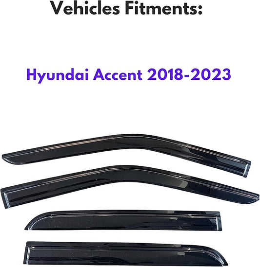 KPY Window Visor Compatible with Hyundai Accent 2018-2023, 4PC Rain Guard Side Window Vent Deflectors Tape-On Mugen Style, 2018 2019 2020 2021 2022 2023
