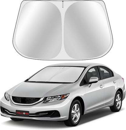 Custom Fit Windshield Sun Shade for Honda Civic 2012-2015 - Full Coverage, 210T Reflective Fabric, Double-Layer Design - Blocks 99% UV Rays, Keeps Car Cool, Easy to Install and Store