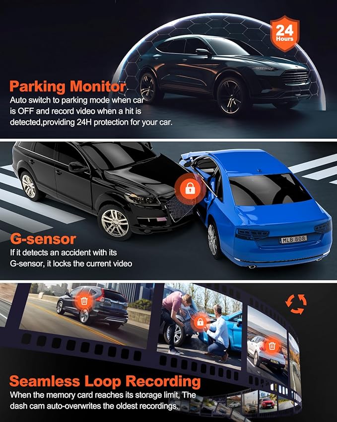 D21 Dash Cam, Real 4K Dash Camera Front 5G WiFi GPS, 3" LCD Super Night Vision Car Camera, 157°Wide Angle Dash Camera for Cars with App, Accident Record, G-Sensor, Parking Mode, 512GB Max