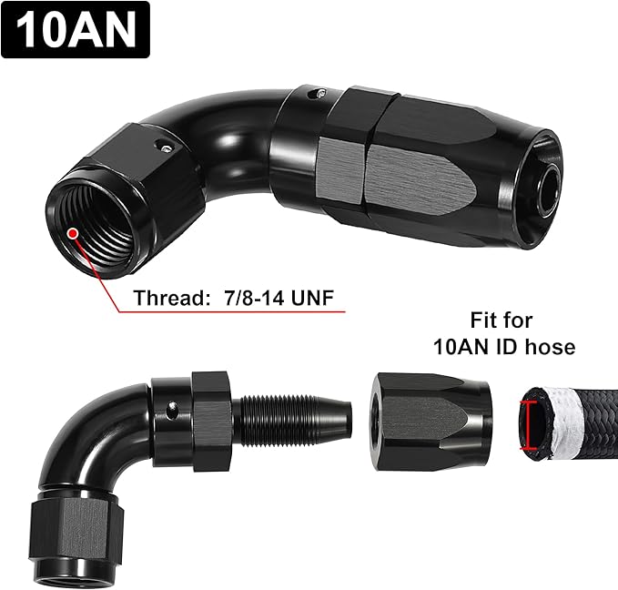 EVIL ENERGY 10AN 90 Degree One Piece Full Flow Hose End Fitting Swivel For CPE Braided Hose