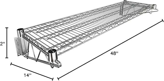 14" x 48" Chrome Wire Wall Mount Shelf