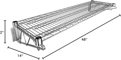 14" x 48" Chrome Wire Wall Mount Shelf